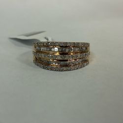 10K Gold & Diamonds Multi-Row Ring