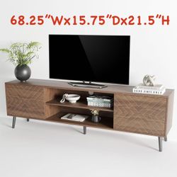 🥨TV Console Table With Storage Compartment , Tv Standwith Cabinet For Living Room, Bedroom, Office, Walnut, 68.25”Wx15.75”Dx21.5”H,  $105