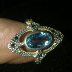 Blue Sapphire. Sterling silver Ring.