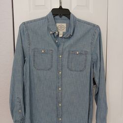 St John's Bay Mens Denim Chambray Shirt Size L Nwt