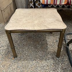 marble top metal end table and exchange glass insert for a different look