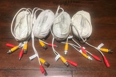 60ft each Bnc Lot of 4 BNC Security Camera Video & Power Extension Cables Up for sale is a set of four (4) pre-made, high-grade security camera cables
