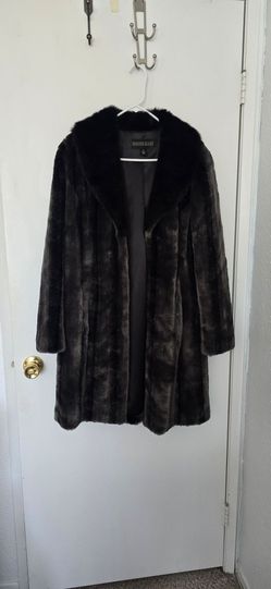Kristen Blake Black Faux Fur Long Coat Jacket Women’s Medium M
