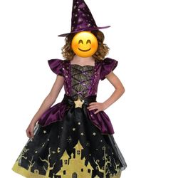 New Glow in the Dark Starry Witch Halloween Costume, Size M for Girls (7/8) / $10
