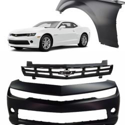 Camaro Front Bumper OEM Material + Main Grille + Driver Side Fender fits 2014 & 2015 LS LT