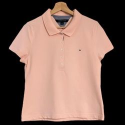 TOMMY HILFIGER PINK POLO SHIRT SIZE WOMENS MEDIUM