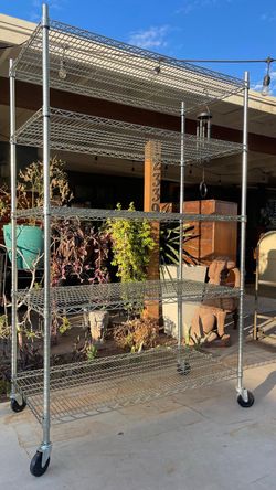 Great steel tall long shelf whit wheels