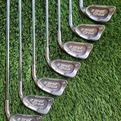 Tall Golfers Clubs + Matching Green Ping Golf Bag 