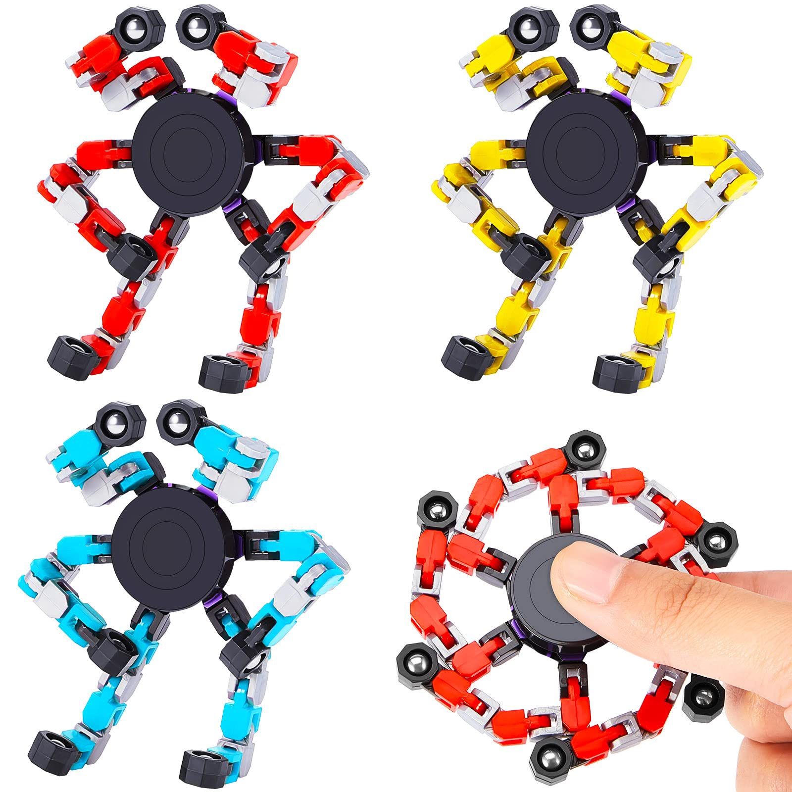 Fingertip Toys Transformable Fingertip Gyroscope Mechanical Hand Toy Creative Gyro Toy Cool Stress Relief Gyro DIY Deformable Robot for Relax Tension