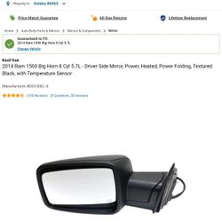 Left Side Mirror 2014 Will Fit Some Newer and older Dodge Ram Pu Trucks