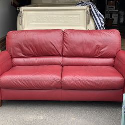 Red Leather sofa 6’ 