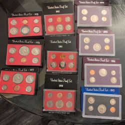 Proof Set U.S. Coin Mint 10 Years 1977 to 1986