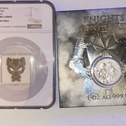 Chibi Marvel Series 2023 Niue 2 Black Panther Pf70 and one Romanian 1 ounce