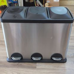 3 Section Stainless Steel Trash Can