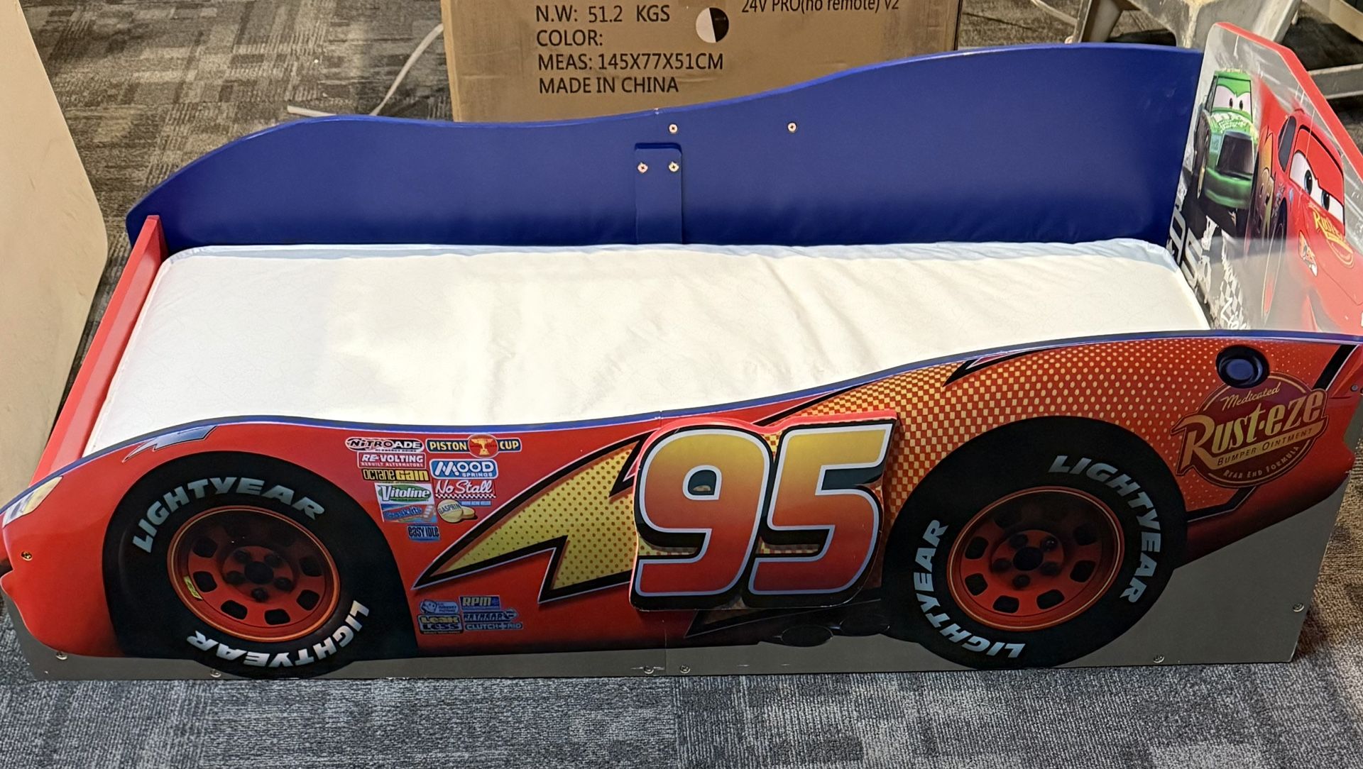 Pixel Cars Kids Bed And Mattress.