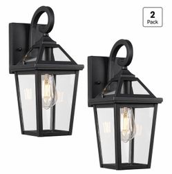 Diyel Colonial Outdoor Light Fixture, Exterior Light Sconces with Clear Glass for Front Porch, Waterproof Outdoor Wall Lantern in Black Finish for Hom