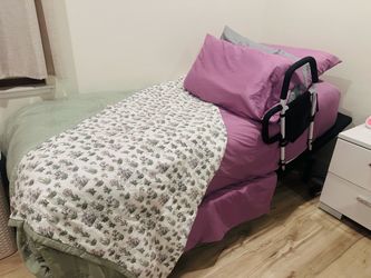 Adjustable Bed with remote and Bed Safety Rail Assist Handle - LIKE NEW- OBO