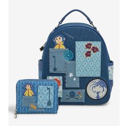 Coraline Denim Mini Backpack and Wallet Set
