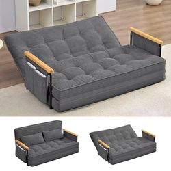 Modern Loveseat Floor Sofa Bed, 2 Seater Lazy Futon Sofa with Adjustable Backrest,Multiple Colors