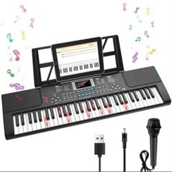 Piano Keyboard, 61 Key Upgrade Kids Pianos Music Toy with Light-up Keys & Pro Teaching Modes