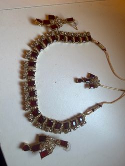 Ruby color necklace set