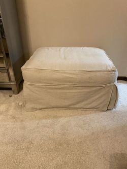 Ottoman- Slip Covered, Beige