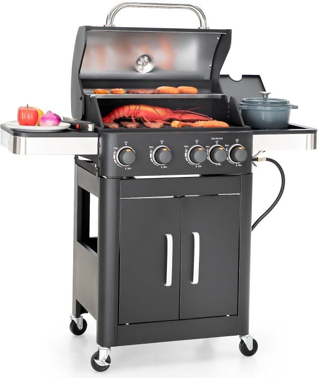 Captiva Designs Burner Propane Gas BBQ Grill with Side Burner