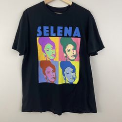 SELENA QUINTANILLA Black Color Pop Graphic Band Tee