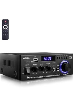 AK45 Pro Amplificador de audio para el hogar Receptores estéreo con Bluetooth 5.0, Máx 400W, Sistema de amplificador estéreo de 2.0 canales para altav
