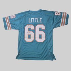 LARRY LITTLE Miami Dolphins Signed Teal Throwback Football Jersey w/HOF'93  Auth