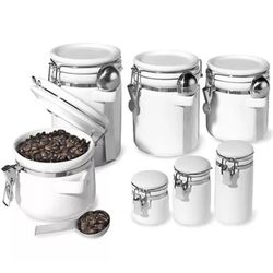 OGGI 7-Piece Ceramic Airtight Canister Set Food Storage Containers New Open Box