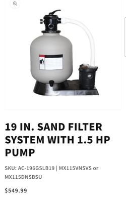 NEW IN BOX 19" Pool Sand filter & 1.5hp Pump!