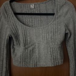 Joocy Babi Gray Ribbed Crop Top