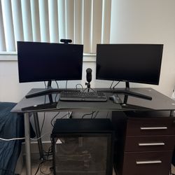Complete Gaming/Work Desk Setup w/ Dual Samsung Monitors, GEFORCE RTX PC, Razer Gear