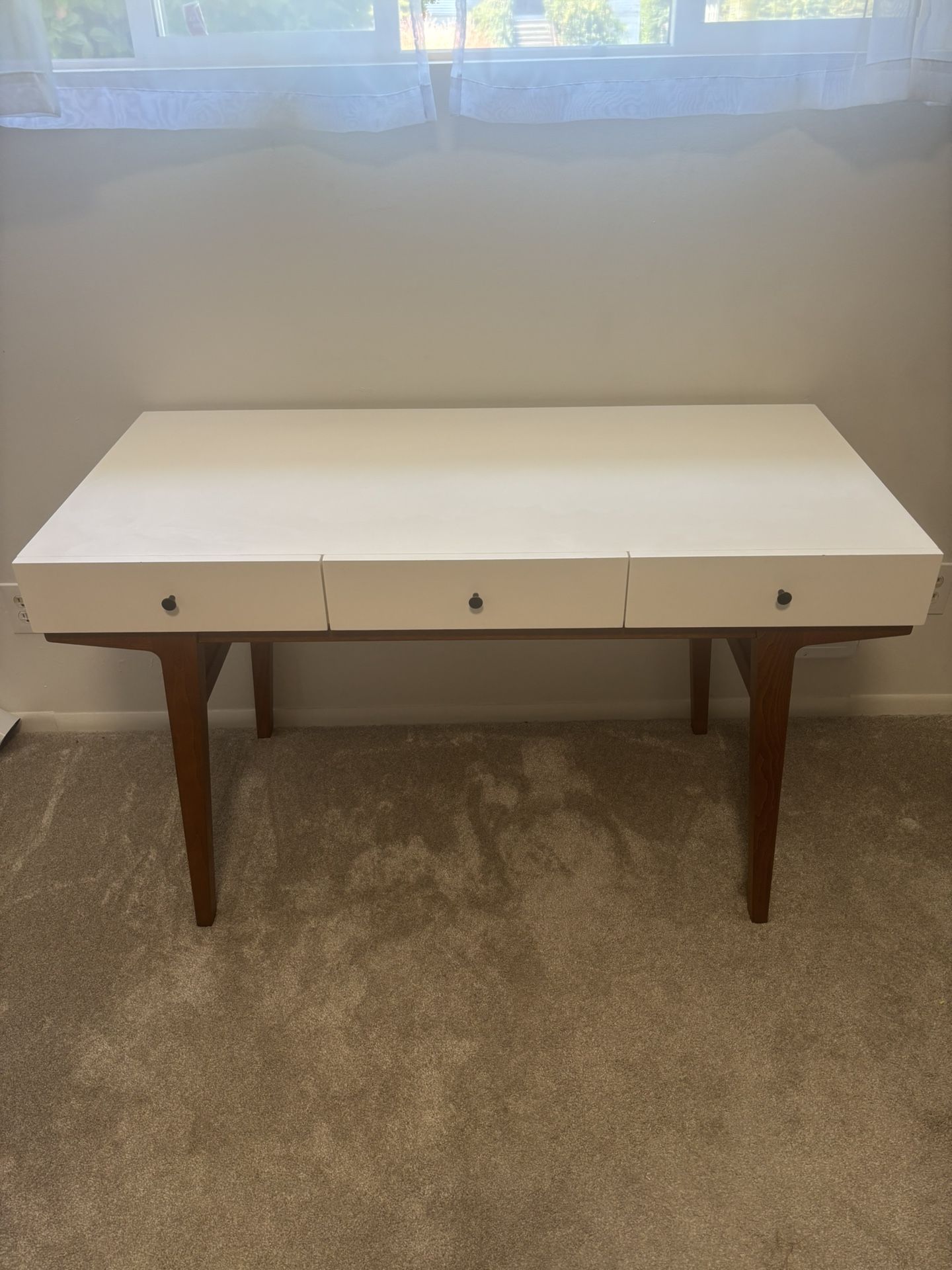 West Elm Desk- Pecan/white