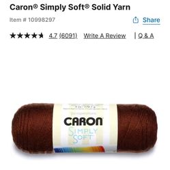 Caron Dark Chocolate Yarn X6