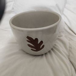 Bitossi Mid Century Modern MCM Pottery Gray Taupe Metallic Oak Leaf Design Bowl