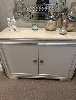Gray Two-Door Cabinet with Ring Pulls