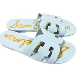 Sam Edelman Bay Jelly Slide Sandal Azure Light Blue Women 6 Double E Logo Flats
