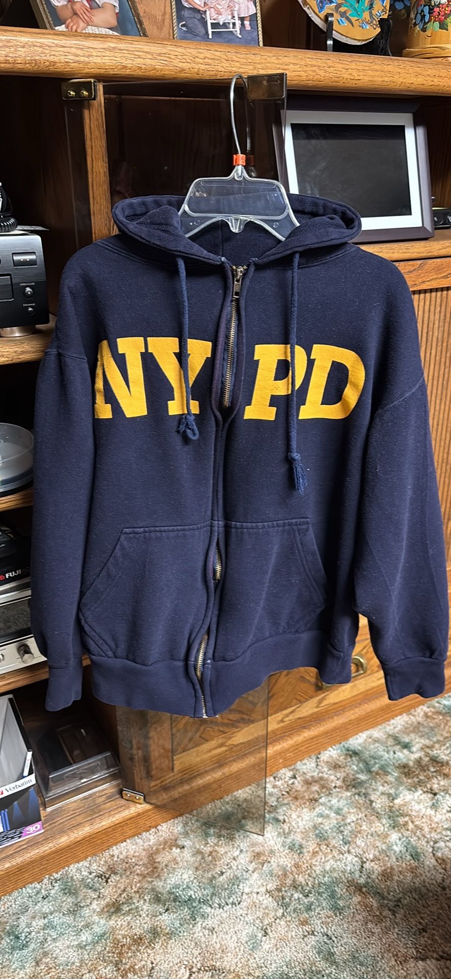 NYPD zipper front long sleeve navy blue hoodie adult size small Authentic Life Apparel