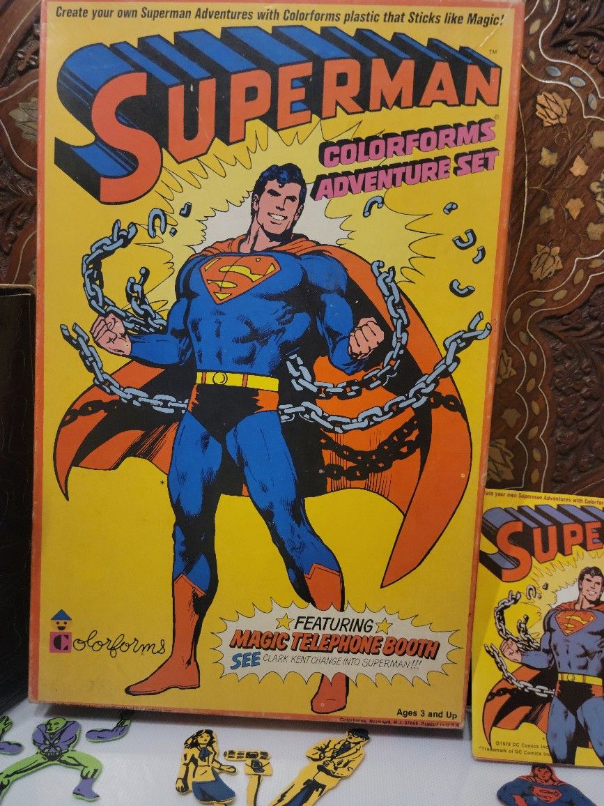 Vintage Superman 1978 Colorforms Magic Telephone Booth Vintage With Book And Box!