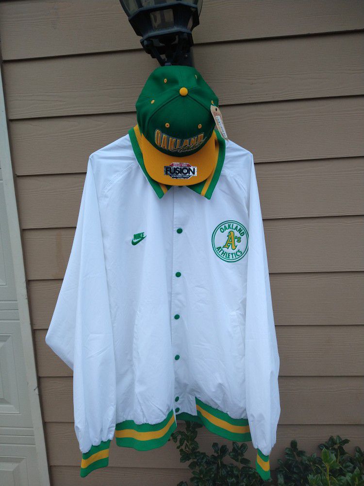$125 Local Pickup only Nike Oakland A's lightweight Button Up Jacket Size 3xl With Matching American Needle Snapback.Price Is Firm