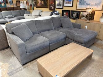 JONATHAN LOUIS Dark Fabric Track Arm Sofa w/ Chaise