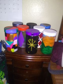 Hand Painted Plastic Storage Bottle