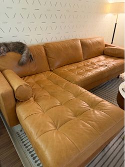Napa 104.5 inch leather left facing sectional sofa
