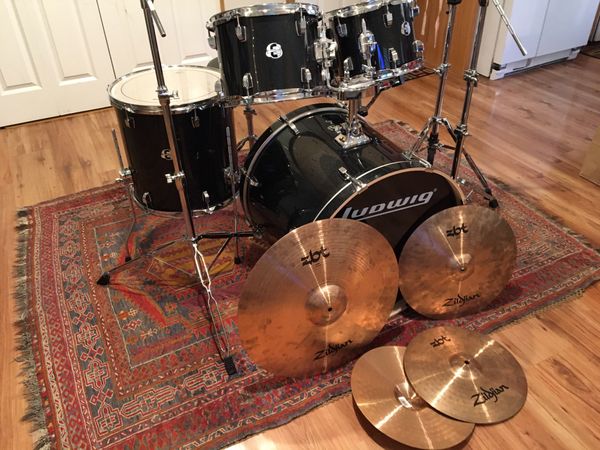 Ludwig Element Evolution drum set, Zildjian Cymbals, and Hardware