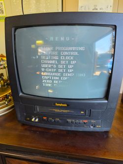 Symphonic 13" TV VCR Combo Player Retro Gaming CRT.
VHS head needs cleaning