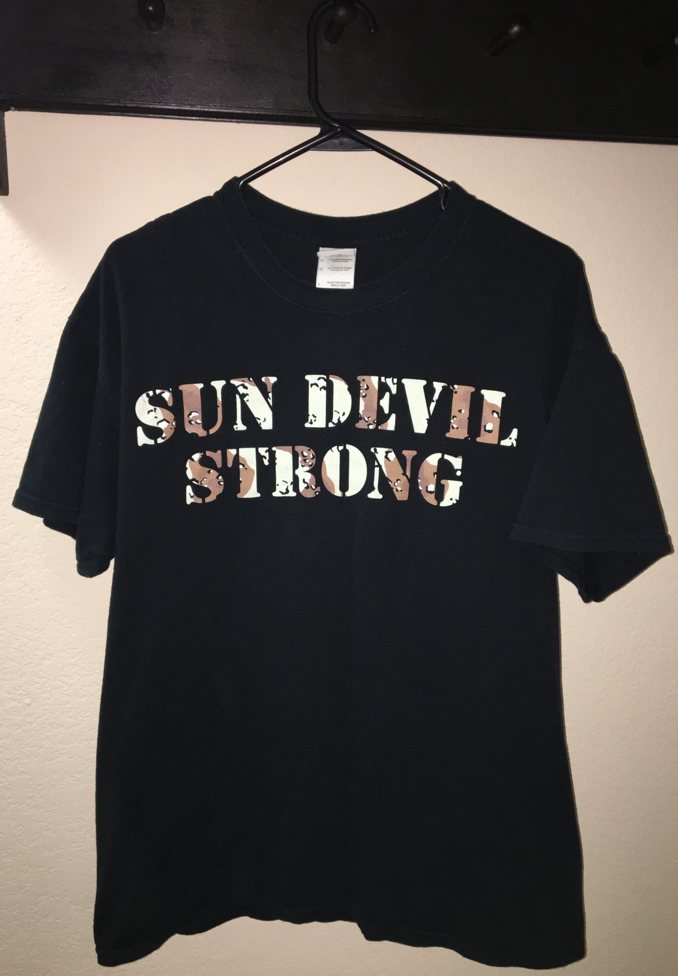 Men’s Black Camo Letter “Sun Devil Strong” T-shirt