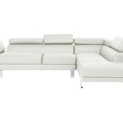Two-Piece L-Shaped White Leather Sectional $699