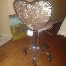 Princess vanity Heart back Swivel Chair Purple Silver with Mermaid Sequence Backing - Kids Chair 